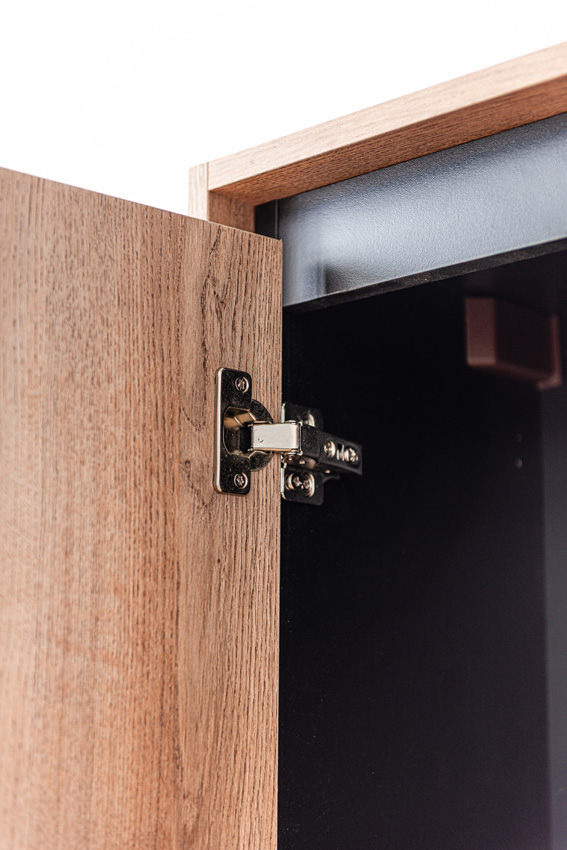 Armoire colonne Toledo chêne/noir suspendue 160x35x30cm
