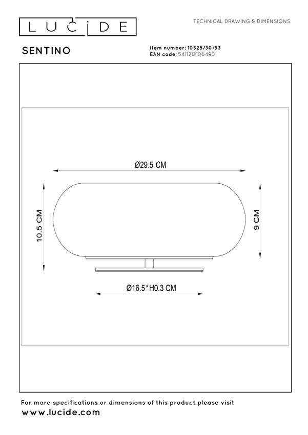 Lucide Sentino - Tafellamp - Ø29,5cm - 3xG9 - Oranje