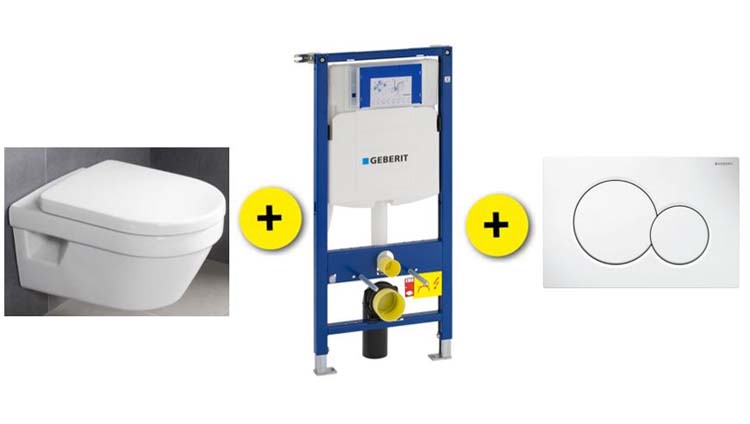 Toiletset Omnia Archi wit inclusief softclose WC-bril + inbouwreservoir UP320 + drukplaat Sigma 01 wit