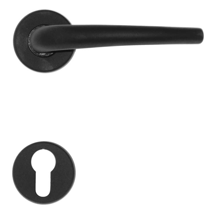 Poignée de porte pro ancona noir rosace cylindre