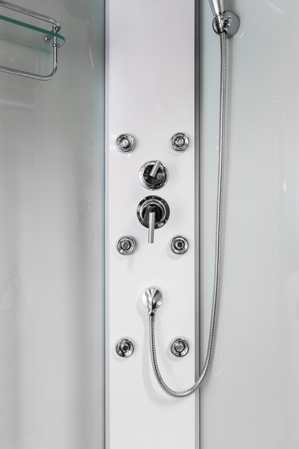 Douchecabine Asterix hoek wit schuifdeuren 90x90x213cm