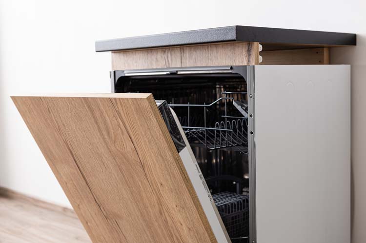 Armoire de cuisine Plenti panneau de lave-vaisselle noir-look chêne