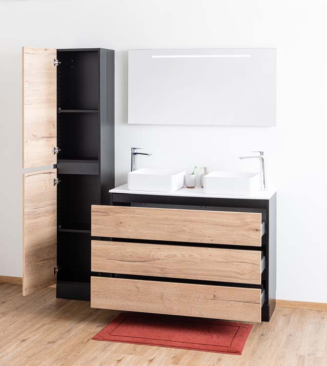 Badkamermeubel Dotan eik staand met mat topblad 120cm