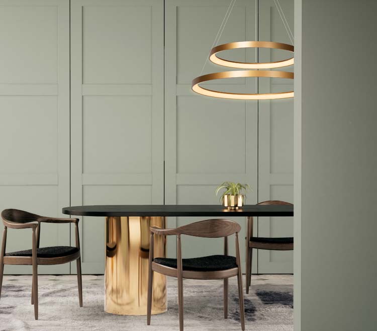 Lucide VIDAL - Hanglamp - Ø 78 cm - LED Dimb. - 1x92W 2700K - Mat Goud / Messing