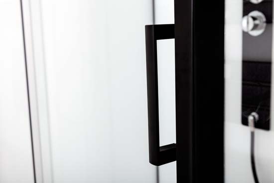 Cabine de douche Penny thermostatique gauche noir/blanc porte coulissante 115x85x218,5cm