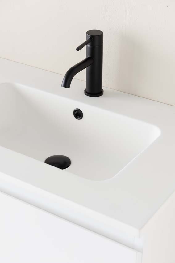 Meuble de salle de bains Tibo blanc suspendu avec lavabo double blanc mat 140cm