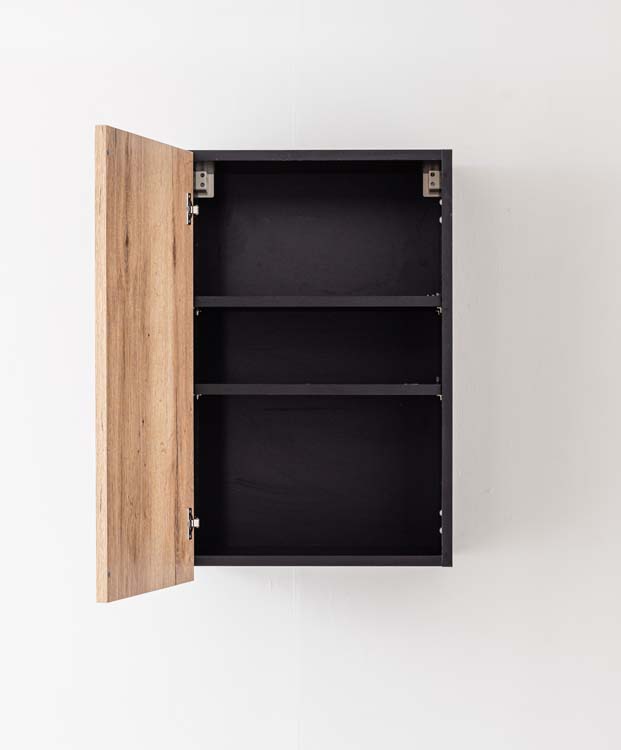 Armoire de cuisine Plenti armoire suspendue noire/aspect bois 50x78cm