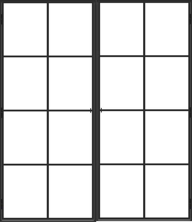 Porte intérieure double en acier Black Beauty noir 2x8V poussant à gauche sur mesure