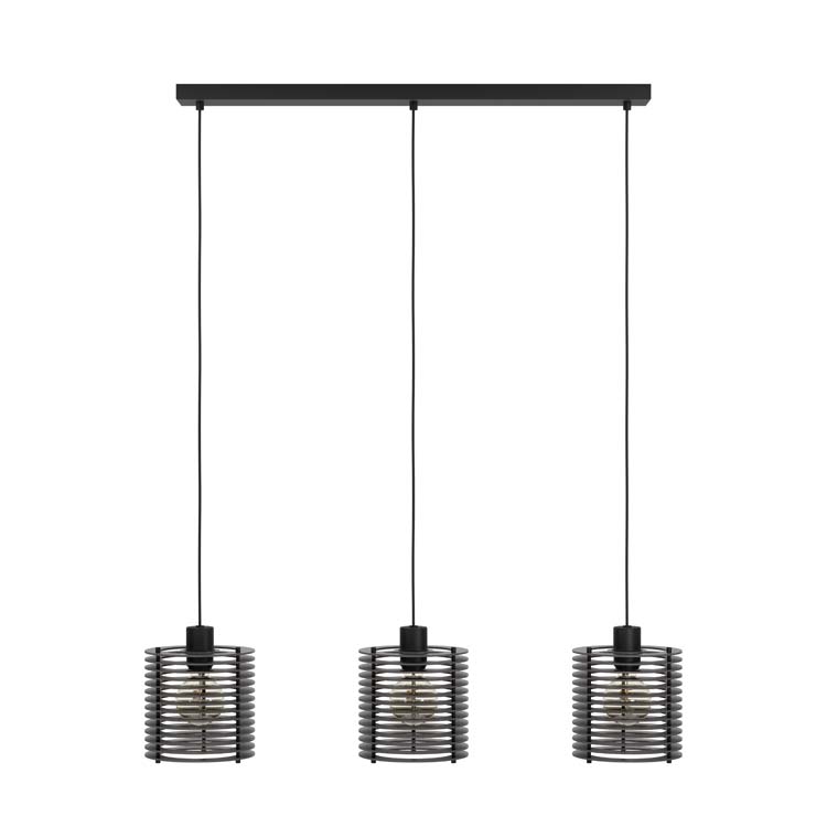 Lampe suspendue Aivo 3xE27 L88CM noir/bois