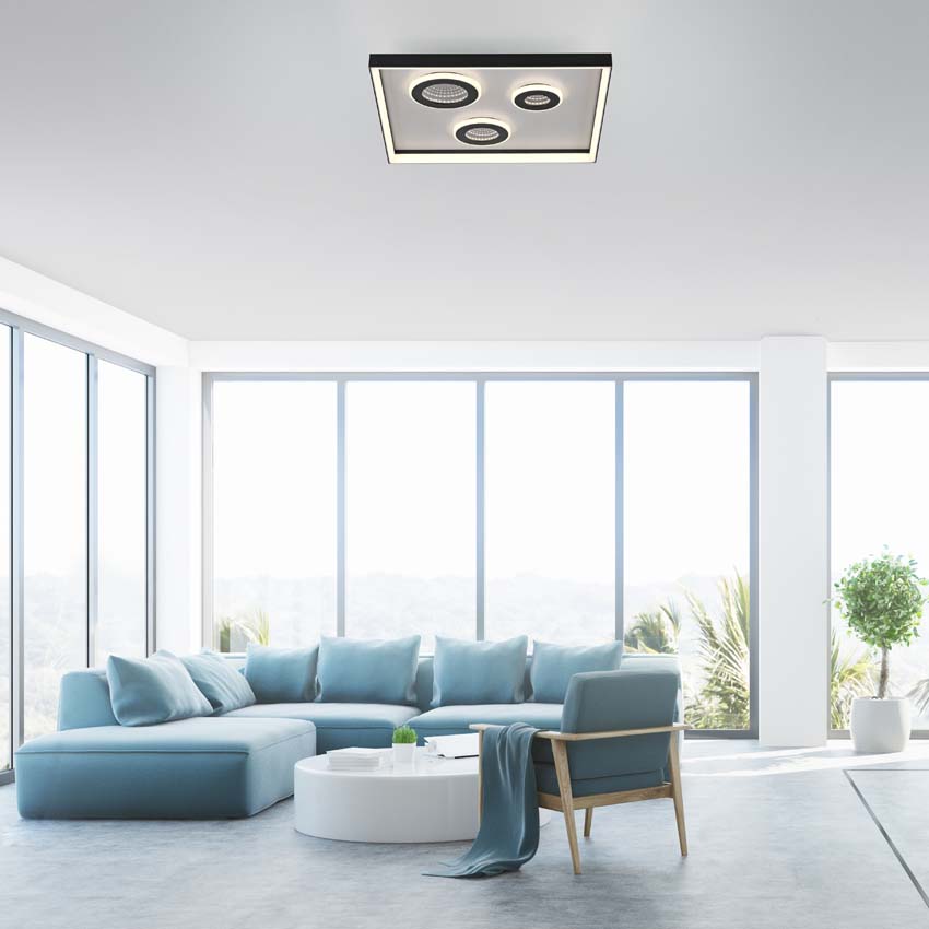 Plafonnier - zwart - 45x45cm - dimbaar - 32W - 2700-5000K - met afstandsbediening