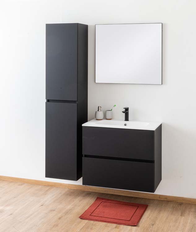 Meuble salle de bain Puro noir mat 800mm lavabo mat