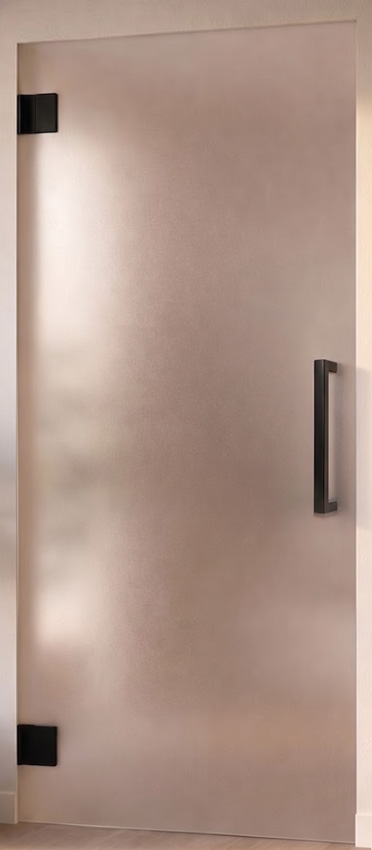 Porte intérieure vitrée complète Skyline Night mat 83x201cm poignée carrée noire + charnières