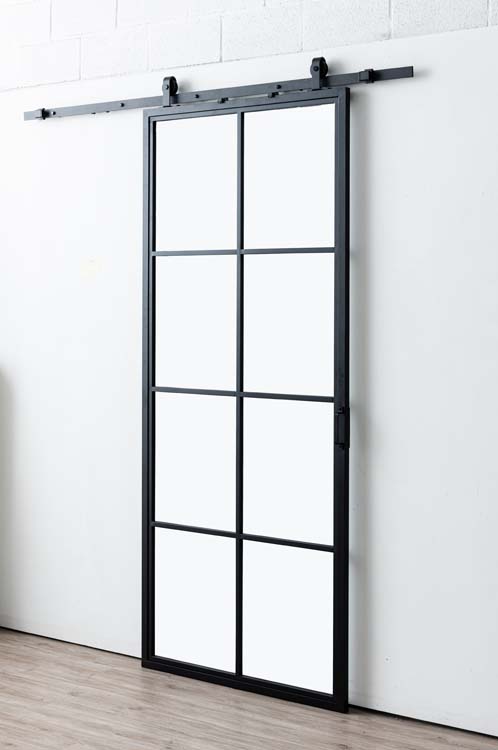 Complete enkele stalen schuifdeur Tyra 8R 100x235cm + rail zwart