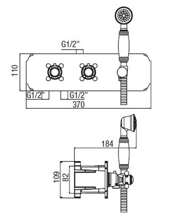 Douchekraan Traditional De Luxe thermostatisch inbouw chroom