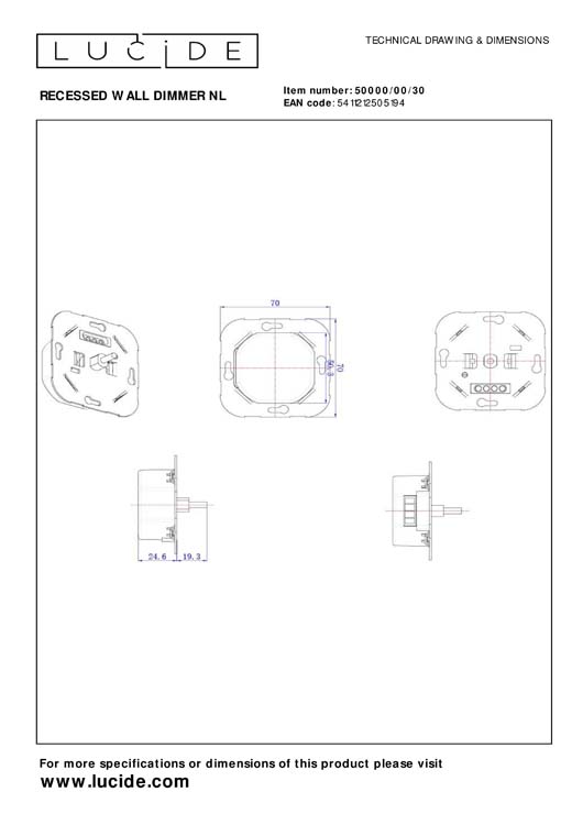 Lucide LED dimmer Fase aansnijding RL 5-150W /Fase afsnijding RC 5-300W Wit