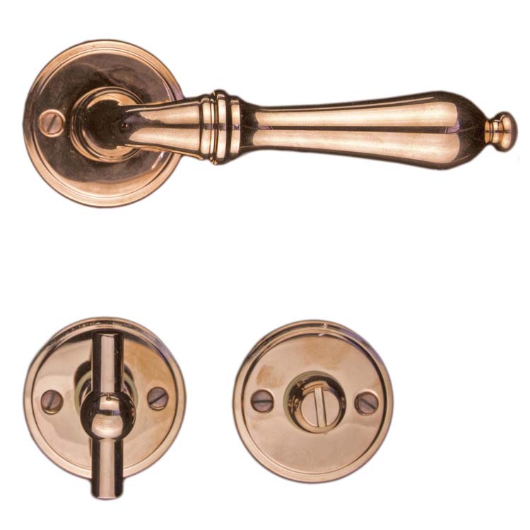 Poignée de porte amalfi rose avec serrure toilette