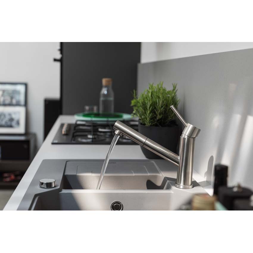 Keukenkraan Franke Orbit inox met uittrekbare uitloop