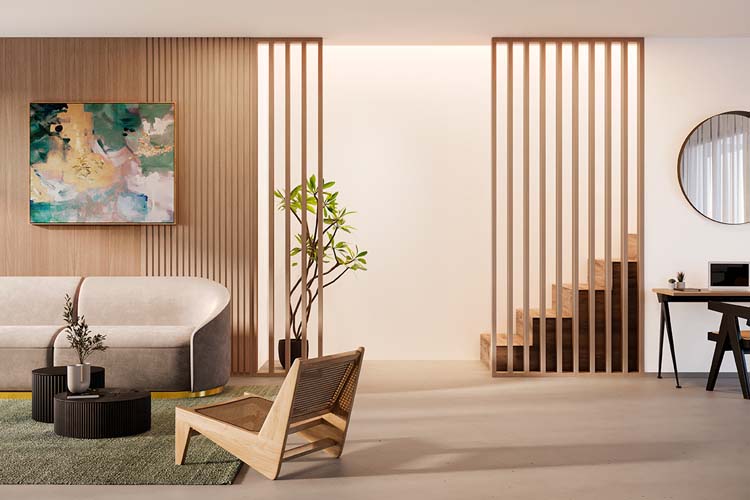 Roomdivider Line up Divide licht eik 192x260x3,5cm