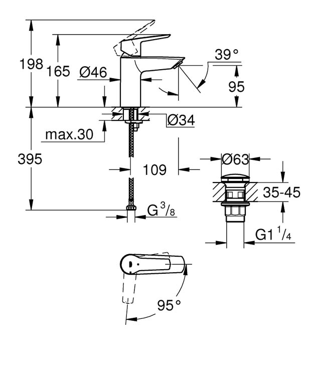 Robinet de lavabo Grohe Start chrome
