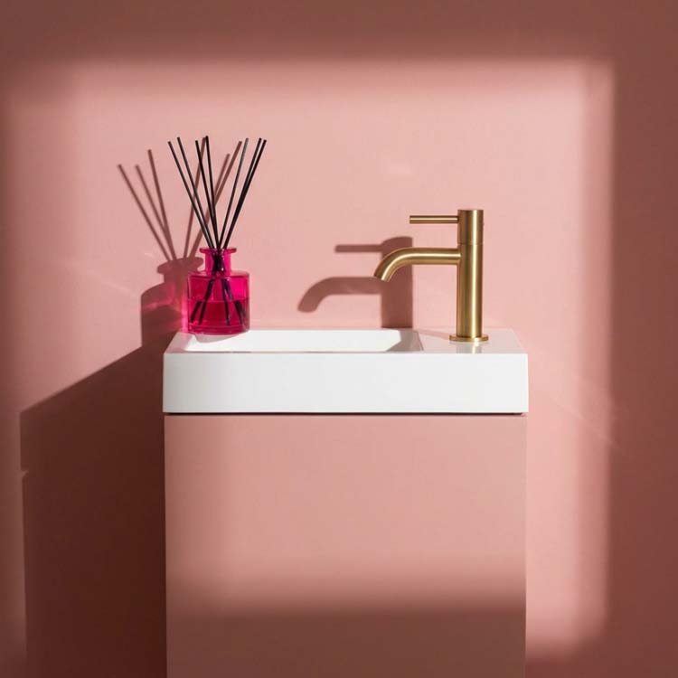 Toiletmeubel Dotan abrikoos wastafel glanzend wit 45x40x22cm