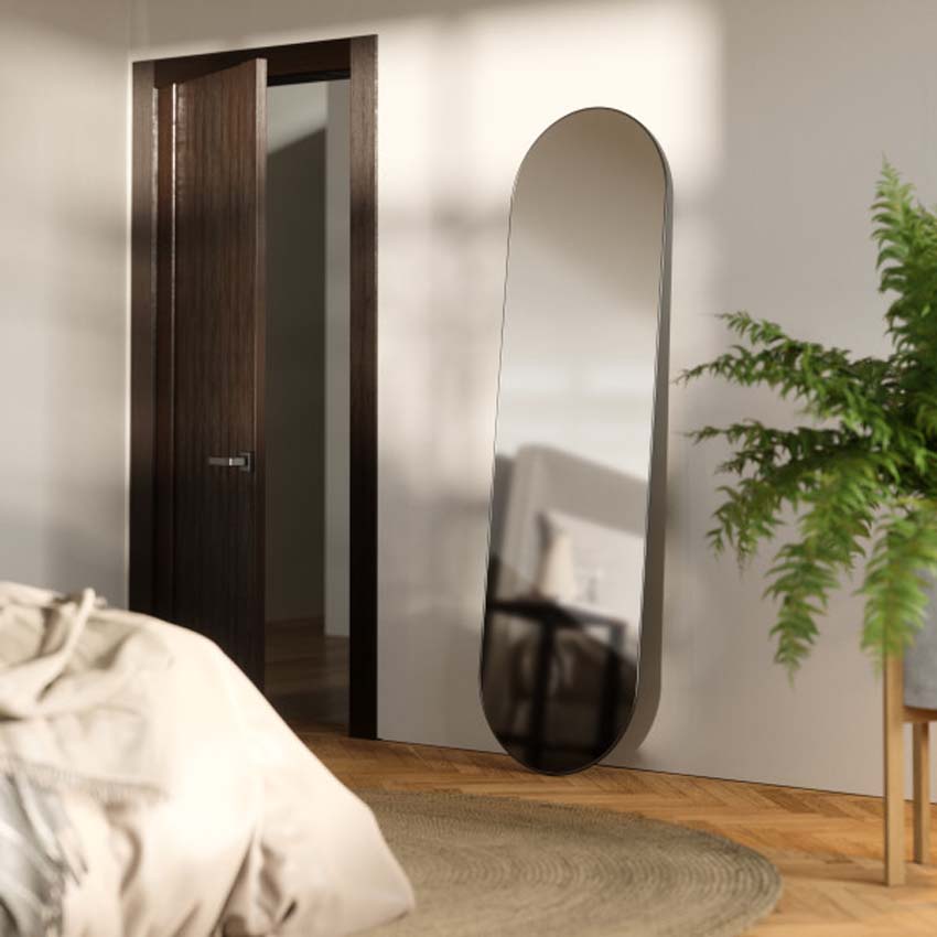 Miroir Umbra Hubba ovale titane 157x45cm