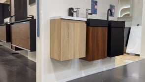 Meuble lave-mains Atlanta chêne Hamilton vasque polybéton blanc 48x40x25cm