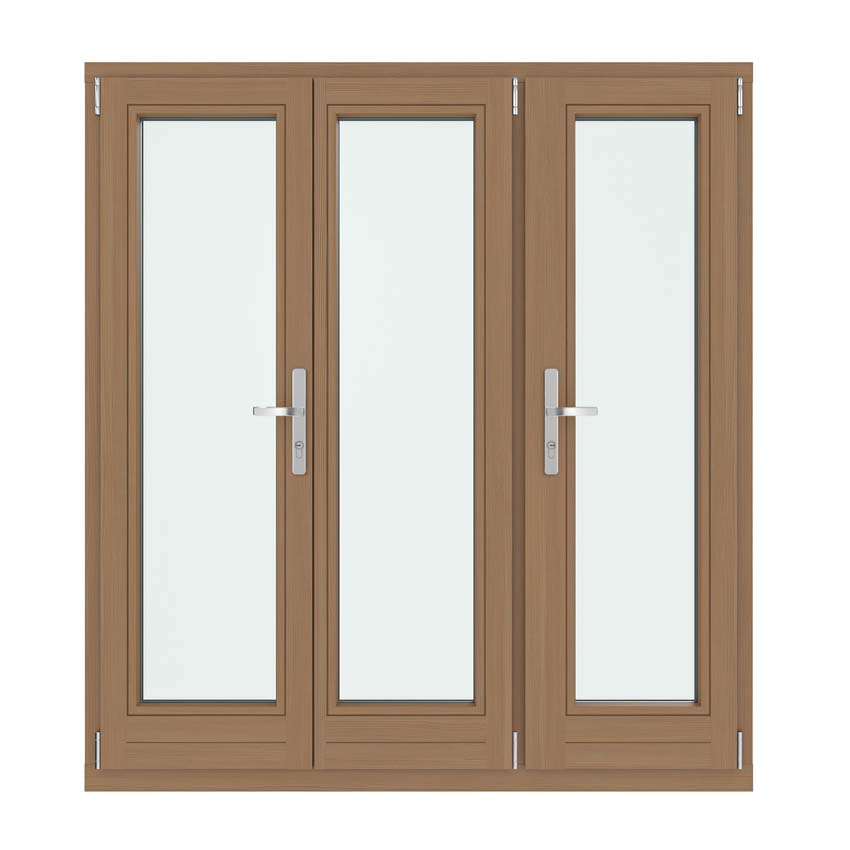 Porte-fenêtre à 3 vantaux Vardelux bois Meranti 68mm naturel L1800xH2150mm