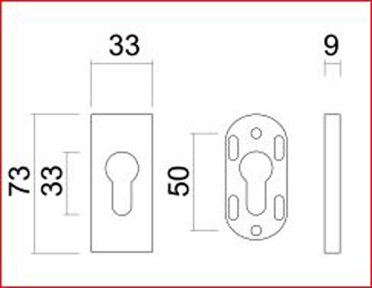 Entree cylindre de securité rectangulaire noir structure uv 9 mm
