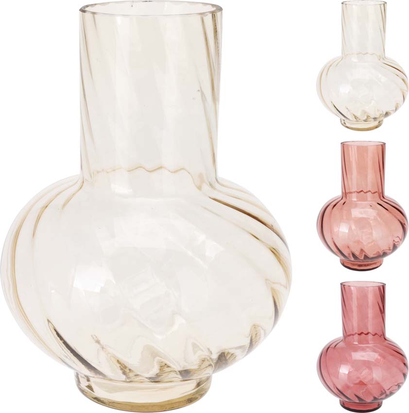 Vase verre crème/rose 17x23cm