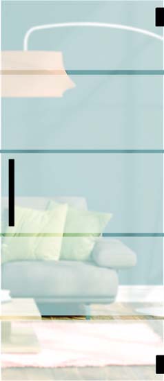 Porte intérieure vitrée complète Sky Dusk mat + 4 lignes transparantes 73x201cm poignée carrée noire + charnières premium
