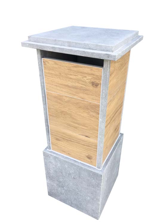 Brievenbus blauwsteen houtlook Dison 40x40x100cm
