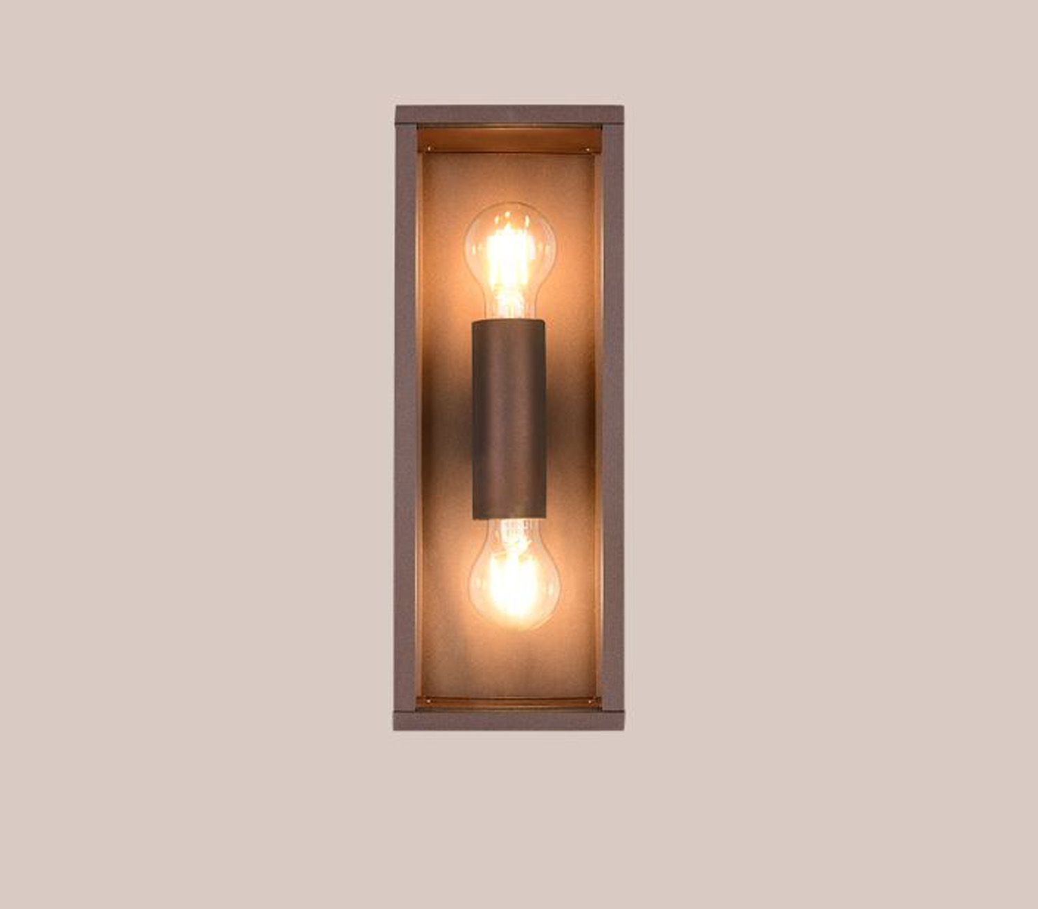 Applique murale - couleur rouille - 14x14x38cm - E27 - 2x10W - IP44