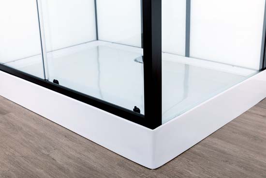 Cabine de douche Penny thermostatique gauche noir/blanc porte coulissante 115x85x218,5cm