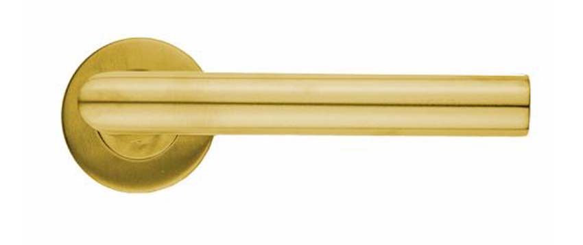 Deurkruk pro I shape mat koper 19mm set zonder sleutelplaat