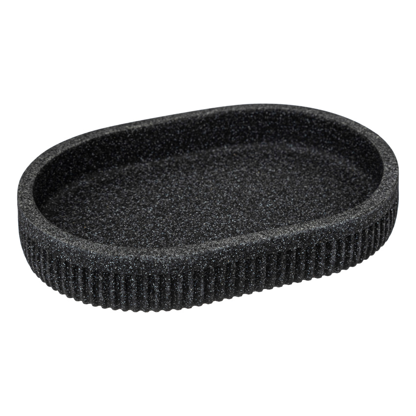 Zeepbakje Lou polyresin zwart 13,6x9,8x2,3cm