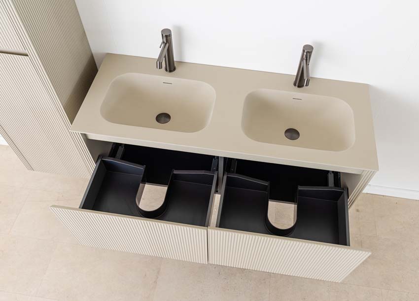 Meuble de salle de bain Amelia gris fumé avec double lavabo mat 120cm