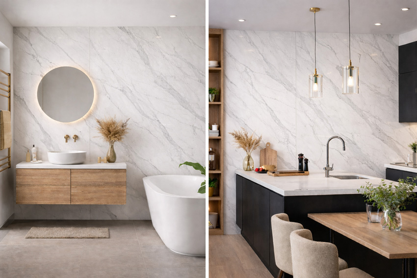 Panneau mural PVC marbre blanc 120x280x0,3cm