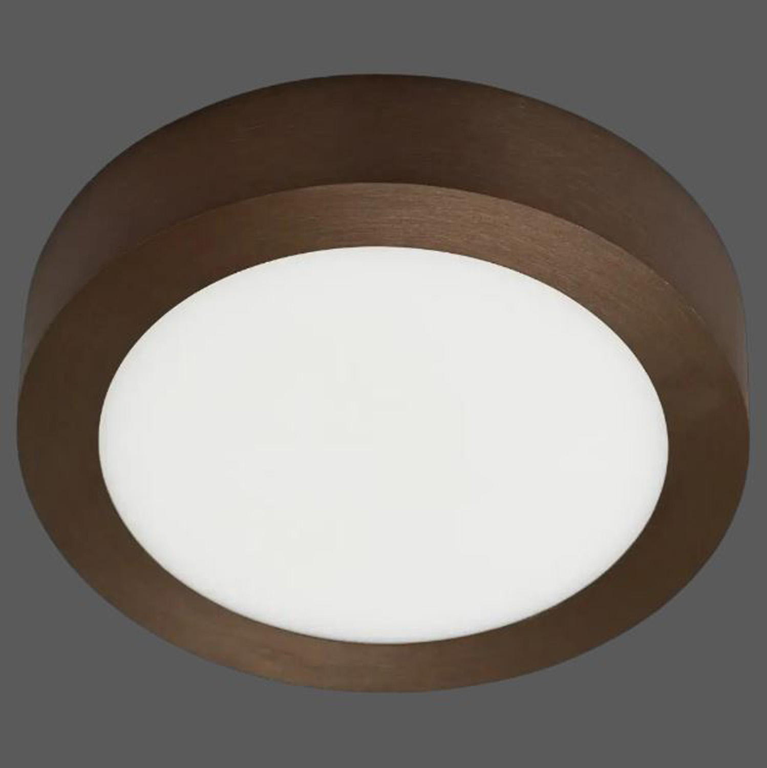 Plafondlamp - geborsteld brons - Ø17,5x3,5cm - dimbaar - LED - 1x12W - 3000K