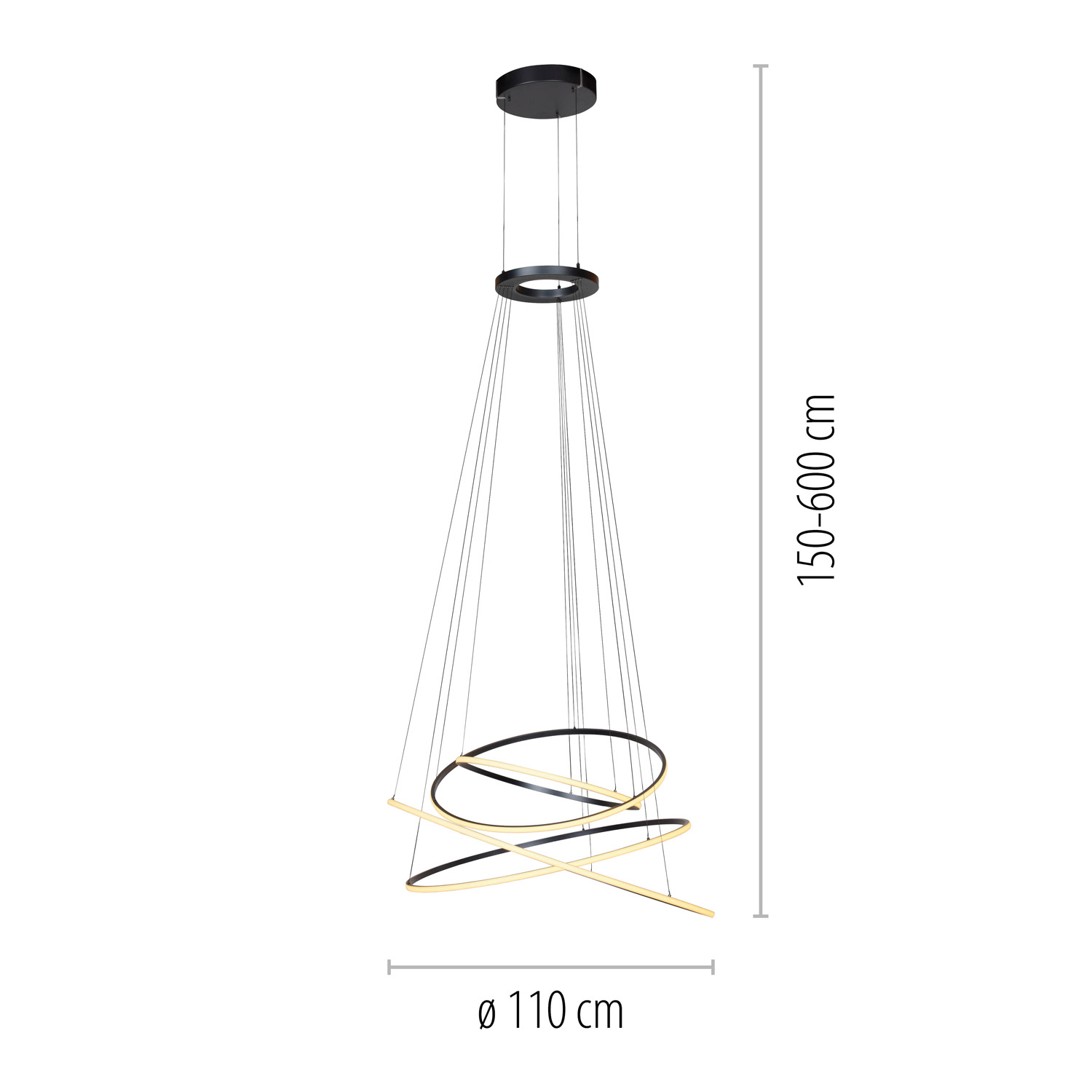 Suspension - gris - Ø110cm - dimmable - LED - 1x53W - 2700-5000K