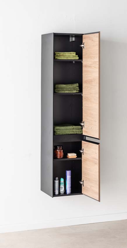 Armoire colonne Molly chêne suspendue 160x35x35cm