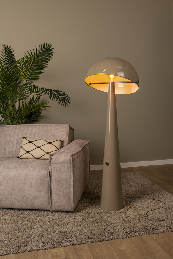 Lucide Vibes Barone - Vloerlamp - Ø52,6cm - 1xE27 - Taupe