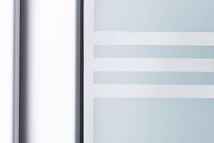 Porte extérieure 3 lignes claires PVC verre mat blanc 980x2180mm ouvrant à gauche