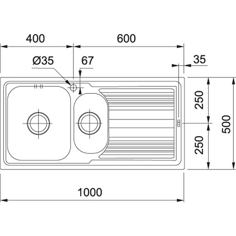 Spoelbak Franke Logical inox 1,5 bak 100x50cm