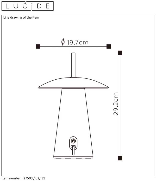 Lucide LA DONNA - Lampe de table Extérieur - Ø 19,7 cm - LED Dim. - 1x2W 2700K - IP54 - Blanc
