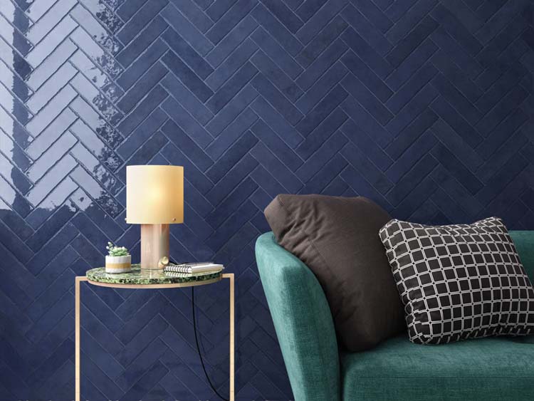 Wandtegel Beccy glanzend blue note 6x24,5cm