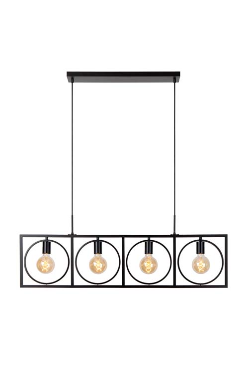 Hanglamp - zwart - 107cm - 4xE27 - 40W