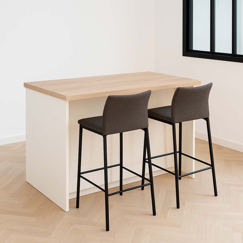 Îlot de cuisine Plenti blanc/look de chêne 124,5cm