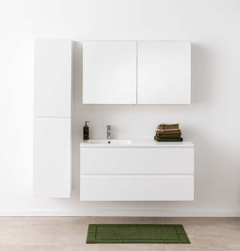 Badkamermeubel Tibo wit met enkele wastafel glanzend wit 120cm