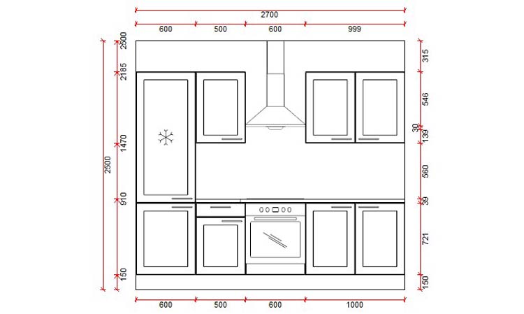 Keuken Premium 3A grijs 270cm - voorgemonteerd - zonder toestellen