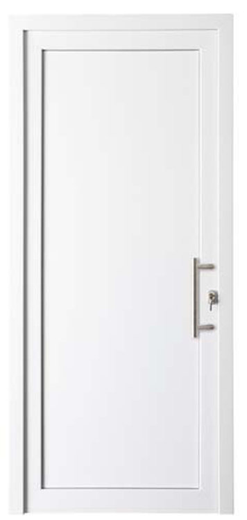 Buitendeur pvc wit/wit vlak paneel R MW